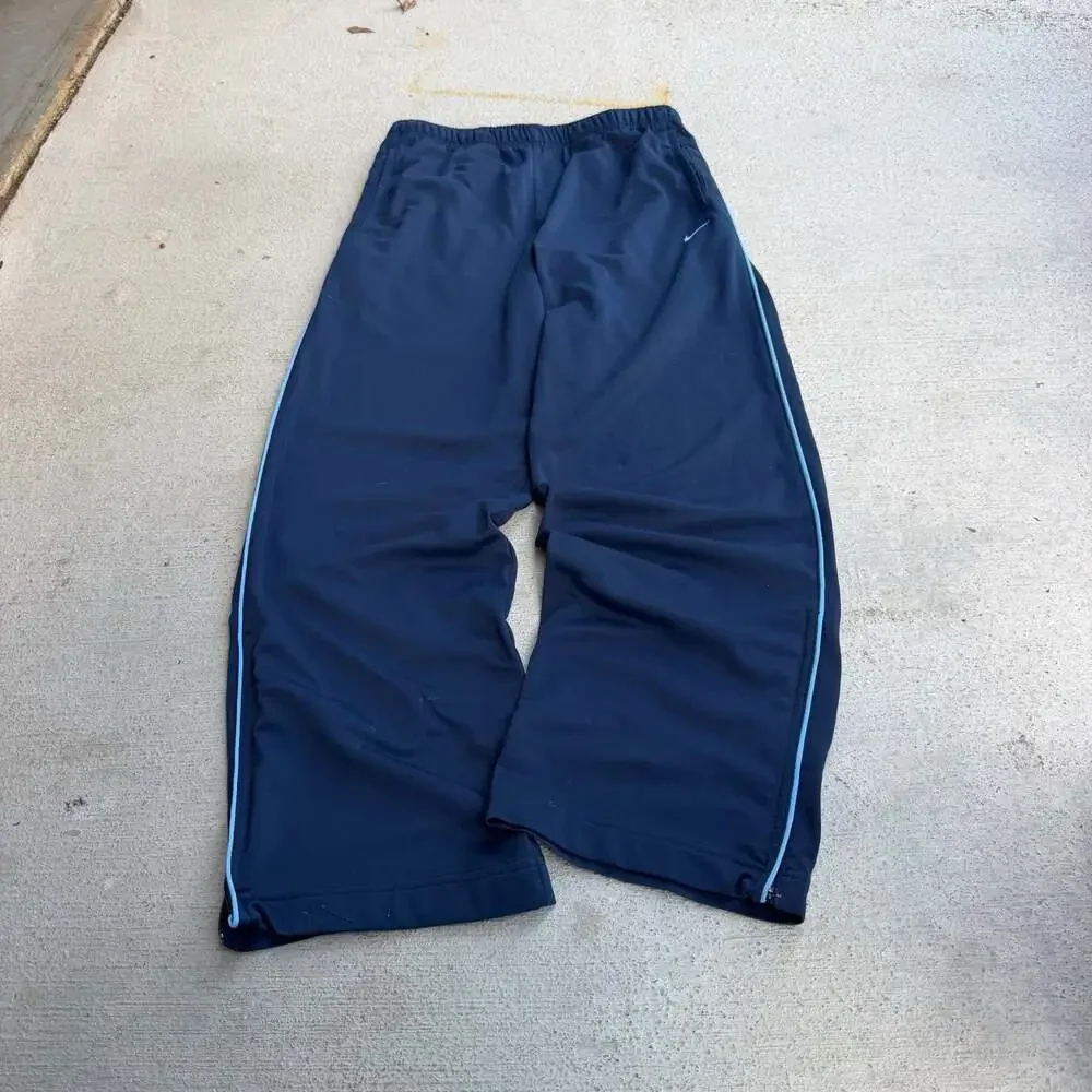 Vintage Nike Navy Blue Piping Track Pants Wide Leg Sweatpants